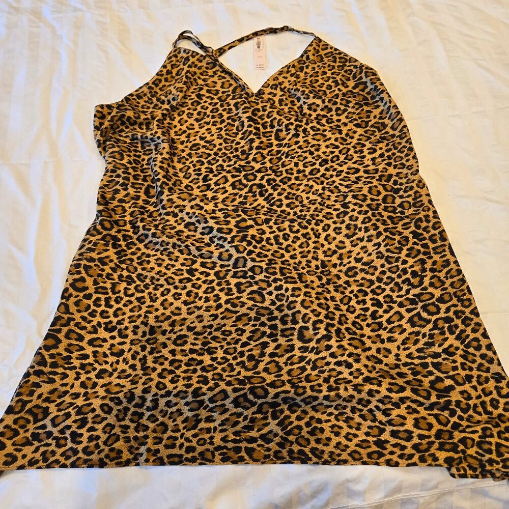 Victoria's Secret Satin Open-Back Slip Dress Leopard Cheetah XL